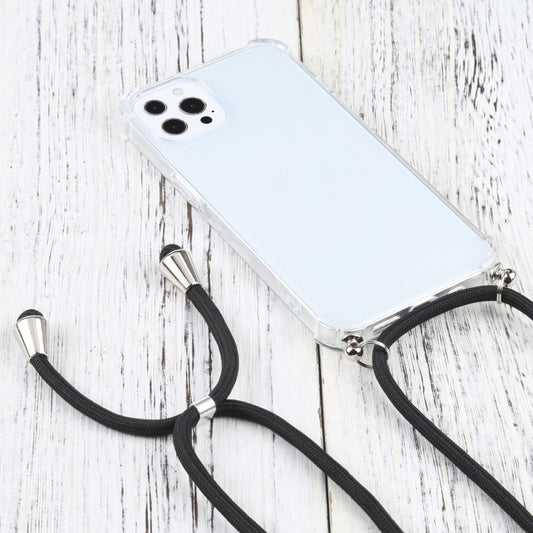 For iPhone 13 Pro Four-corner Shockproof Transparent TPU Protective Case with Lanyard (Black) by buy2fix
