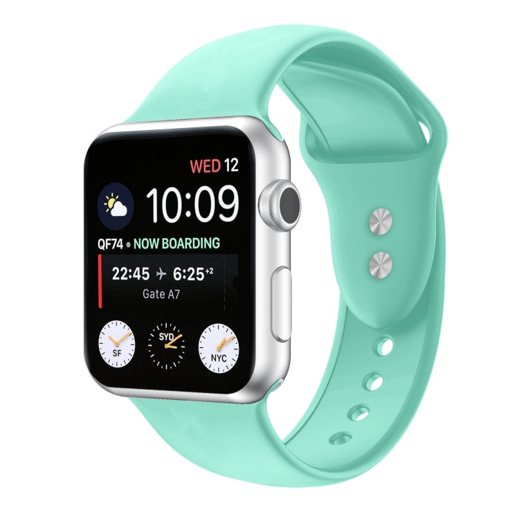 Double Nail Silicone Strap Watch Band For Apple Watch Ultra 49mm&Watch Ultra 2 49mm / Series 9&8&7 45mm / SE 3&SE 2&6&SE&5&4 44mm / 3&2&1 42mm(Mint Green) - Watch Bands by buy2fix | Online Shopping UK | buy2fix