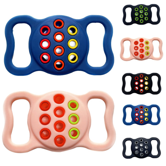 Pet Dog Cat Collar Dual-color Shockproof Silicone Protective Cover Case For AirTag(Pink Red Green) by Mutural