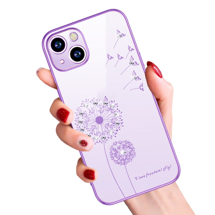 For iPhone 13 Electroplating Diamond Dandelion Pattern TPU Shockproof Protective Case(Purple) by buy2fix