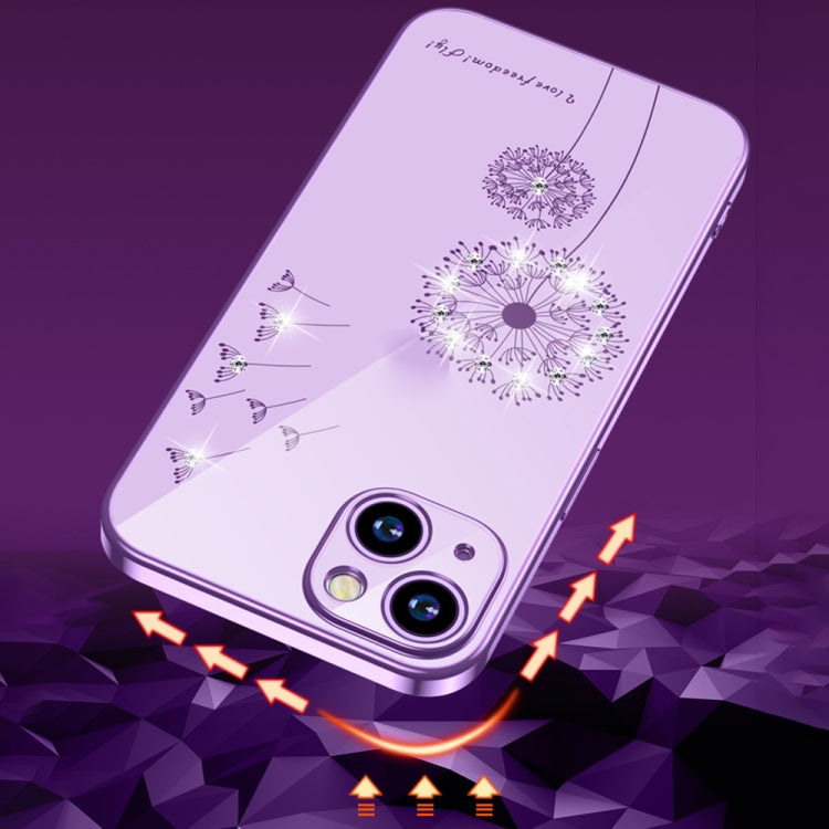 For iPhone 13 Electroplating Diamond Dandelion Pattern TPU Shockproof Protective Case(Purple) by buy2fix