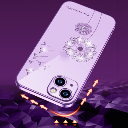 For iPhone 13 Electroplating Diamond Dandelion Pattern TPU Shockproof Protective Case(Purple) by buy2fix