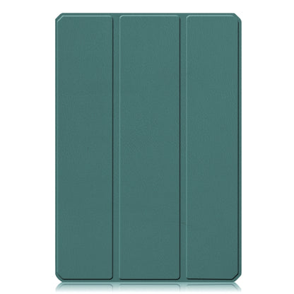 For Xiaomi Pad 5 / 5 Pro Custer Texture Horizontal Flip Leather Case with Three-folding Holder & Sleep / Wake-up Function(Dark Green) - More Tablet Cases by buy2fix | Online Shopping UK | buy2fix