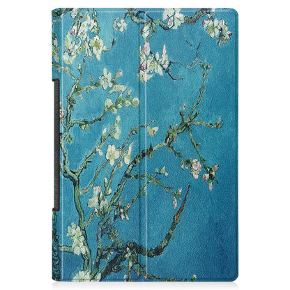 For Lenovo Yoga Tab 11 Custer Texture Coloured Drawing Pattern Horizontal Flip PU Leather Case with Holder & Sleep / Wake-up Function(Apricot Blossom) - Lenovo by buy2fix | Online Shopping UK | buy2fix