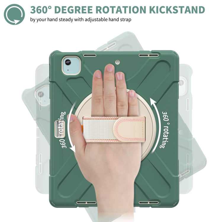 For iPad Pro 12.9 2022 / 2021 Rotatable Holder Silicone Hybrid PC Tablet Case with Shoulder Strap(Emerald Green) by buy2fix