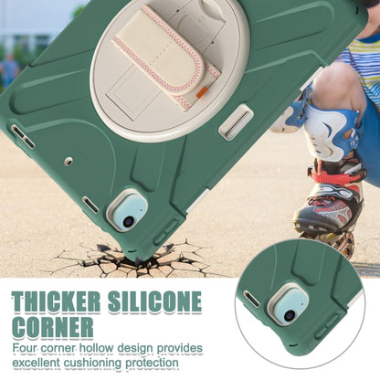 For iPad Pro 12.9 2022 / 2021 Rotatable Holder Silicone Hybrid PC Tablet Case with Shoulder Strap(Emerald Green) by buy2fix