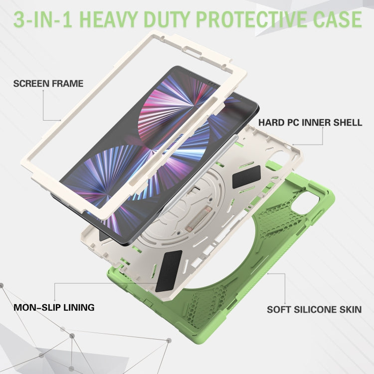 For iPad Pro 12.9 2022 / 2021/ 2020 / 2018  Silicone + PC Protective Tablet Case with Holder & Shoulder Strap(Matcha Green) - iPad Pro 12.9 (2022/2021) Cases by buy2fix | Online Shopping UK | buy2fix