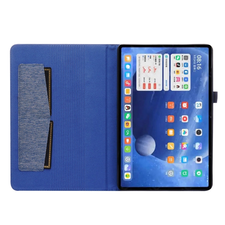 For Xiaomi Pad 5 / 5 Pro Horizontal Flip TPU + Fabric PU Leather Protective Case with Name Card Clip(Dark Blue) - More Tablet Cases by buy2fix | Online Shopping UK | buy2fix