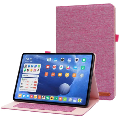 For Xiaomi Pad 5 / 5 Pro Horizontal Flip TPU + Fabric PU Leather Protective Case with Name Card Clip(Rose Red) - More Tablet Cases by buy2fix | Online Shopping UK | buy2fix