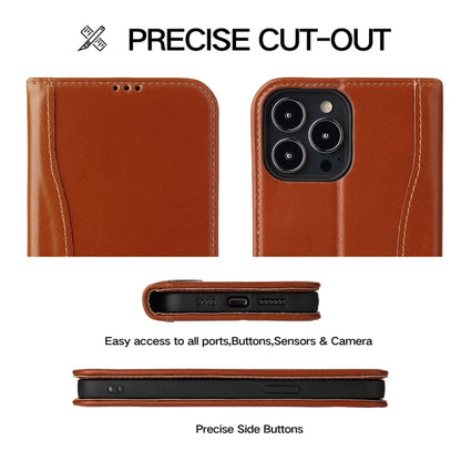 For iPhone 13 mini Genuine Leather Horizontal Flip Leather Case with Holder & Card Slots & Wallet (Brown) - iPhone 13 mini Cases by buy2fix | Online Shopping UK | buy2fix