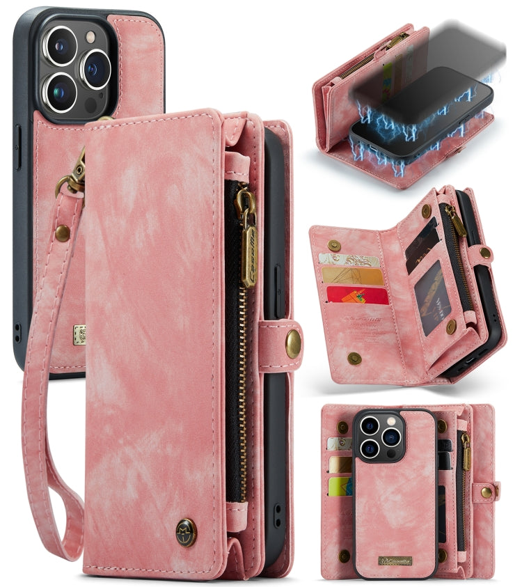 For iPhone 13 Pro CaseMe-008 Detachable Multifunctional Horizontal Flip Leather Case(Pink) - iPhone 13 Pro Cases by CaseMe | Online Shopping UK | buy2fix