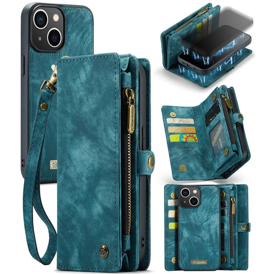 For iPhone 13 CaseMe-008 Detachable Multifunctional Horizontal Flip Leather Case with Card Slot & Holder & Zipper Wallet & Photo Frame(Blue) - iPhone 13 Cases by CaseMe | Online Shopping UK | buy2fix