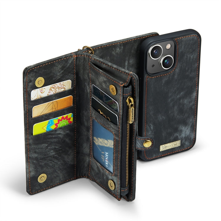 For iPhone 13 mini CaseMe-008 Detachable Multifunctional Horizontal Flip Leather Case with Card Slot & Holder & Zipper Wallet & Photo Frame (Black) - iPhone 13 mini Cases by CaseMe | Online Shopping UK | buy2fix