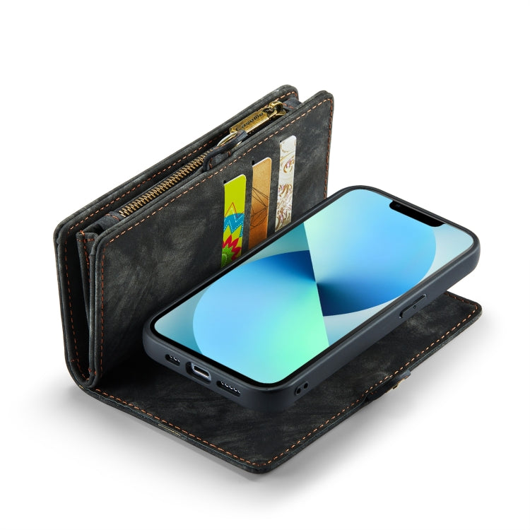 For iPhone 13 mini CaseMe-008 Detachable Multifunctional Horizontal Flip Leather Case with Card Slot & Holder & Zipper Wallet & Photo Frame (Black) - iPhone 13 mini Cases by CaseMe | Online Shopping UK | buy2fix