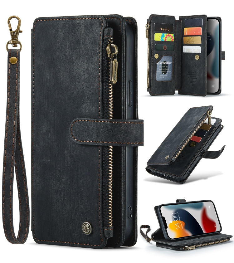 For iPhone 13 Pro CaseMe-C30 PU + TPU Multifunctional Horizontal Flip Leather Case with Holder & Card Slot & Wallet & Zipper Pocket (Black) - iPhone 13 Pro Cases by CaseMe | Online Shopping UK | buy2fix