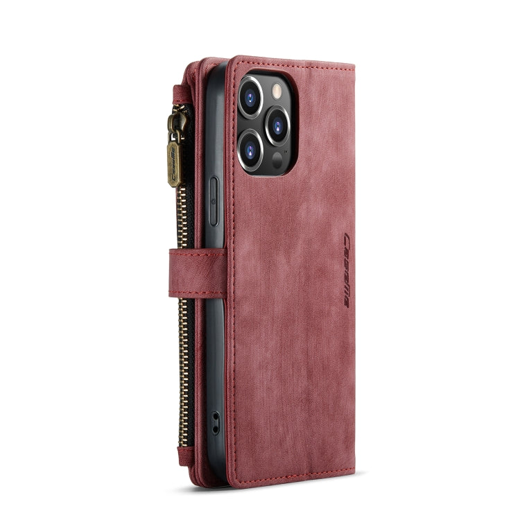 For iPhone 13 Pro CaseMe-C30 PU + TPU Multifunctional Horizontal Flip Leather Case with Holder & Card Slot & Wallet & Zipper Pocket (Red) - iPhone 13 Pro Cases by CaseMe | Online Shopping UK | buy2fix
