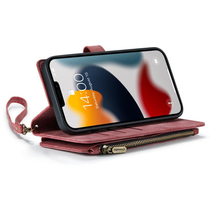 For iPhone 13 Pro CaseMe-C30 PU + TPU Multifunctional Horizontal Flip Leather Case with Holder & Card Slot & Wallet & Zipper Pocket (Red) - iPhone 13 Pro Cases by CaseMe | Online Shopping UK | buy2fix