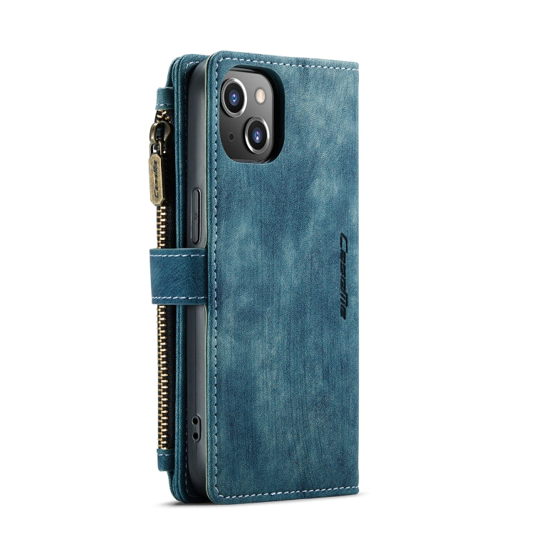 For iPhone 13 CaseMe-C30 PU + TPU Multifunctional Horizontal Flip Leather Case with Holder & Card Slot & Wallet & Zipper Pocket(Blue) - iPhone 13 Cases by CaseMe | Online Shopping UK | buy2fix