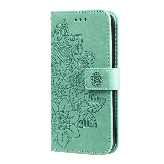7-petal Flowers Embossing Pattern Horizontal Flip PU Leather Case with Holder & Card Slots & Wallet & Photo Frame For Motorola Moto G30 / G10 / G10 Power / G20(Green) by buy2fix