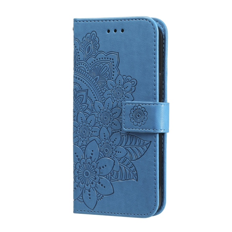 7-petal Flowers Embossing Pattern Horizontal Flip PU Leather Case with Holder & Card Slots & Wallet & Photo Frame For Motorola Moto G30 / G10 / G10 Power / G20(Blue) - Motorola Cases by buy2fix | Online Shopping UK | buy2fix