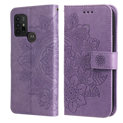 7-petal Flowers Embossing Pattern Horizontal Flip PU Leather Case with Holder & Card Slots & Wallet & Photo Frame For Motorola Moto G30 / G10 / G10 Power / G20(Light Purple) - Motorola Cases by buy2fix | Online Shopping UK | buy2fix