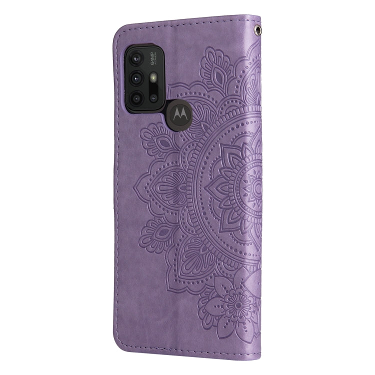 7-petal Flowers Embossing Pattern Horizontal Flip PU Leather Case with Holder & Card Slots & Wallet & Photo Frame For Motorola Moto G30 / G10 / G10 Power / G20(Light Purple) - Motorola Cases by buy2fix | Online Shopping UK | buy2fix