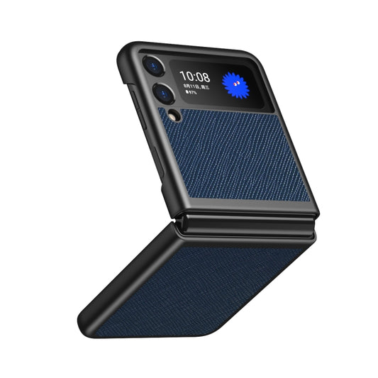For Samsung Galaxy Z Flip3 5G Cross Texture All Inclusive Shockproof Protective Case(Blue) by buy2fix