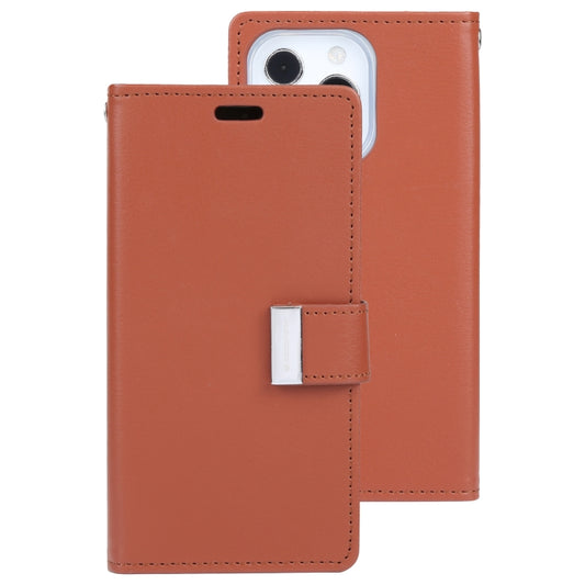 For iPhone 13 Pro GOOSPERY RICH DIARY Crazy Horse Texture Horizontal Flip Leather Case with Holder & Card Slots & Wallet (Brown) - iPhone 13 Pro Cases by GOOSPERY | Online Shopping UK | buy2fix