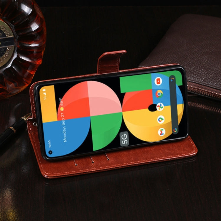 For Google Pixel 5a 5G idewei Crazy Horse Texture Horizontal Flip Leather Case with Holder & Card Slots & Wallet(Dark Blue) - Google Cases by idewei | Online Shopping UK | buy2fix