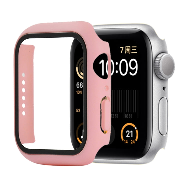 Shockproof PC+Tempered Glass Protective Case with Packed Carton For Apple Watch Series 6 & SE & 5 & 4 44mm(Red Pink) - Watch Cases by buy2fix | Online Shopping UK | buy2fix