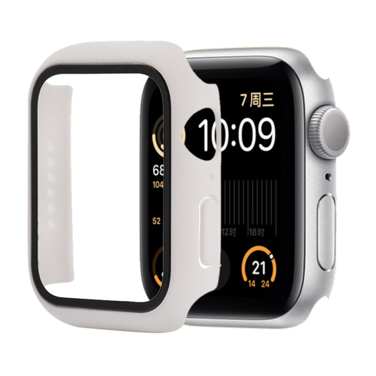 Shockproof PC+Tempered Glass Protective Case with Packed Carton For Apple Watch Series 6 & SE & 5 & 4 44mm(White) - Watch Cases by buy2fix | Online Shopping UK | buy2fix