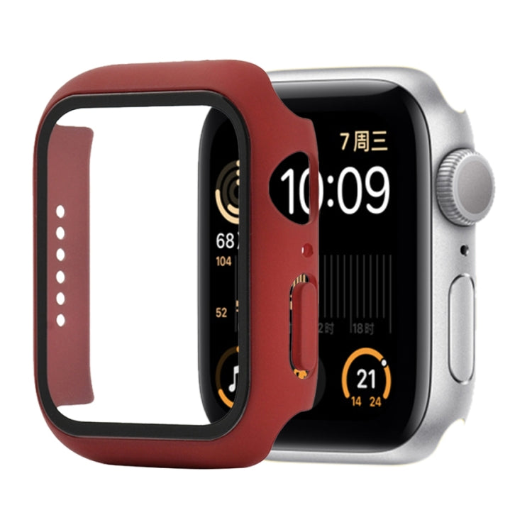 Shockproof PC+Tempered Glass Protective Case with Packed Carton For Apple Watch Series 6 & SE & 5 & 4 44mm(Red Wine) - Watch Cases by buy2fix | Online Shopping UK | buy2fix
