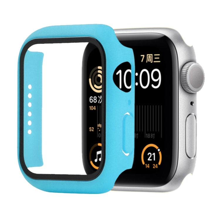Shockproof PC+Tempered Glass Protective Case with Packed Carton For Apple Watch Series 6 & SE & 5 & 4 44mm(Sky Blue) - Watch Cases by buy2fix | Online Shopping UK | buy2fix