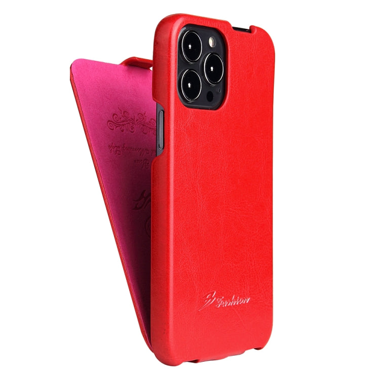 For iPhone 13 mini Fierre Shann Retro Oil Wax Texture Vertical Flip PU Leather Case (Red) - iPhone 13 mini Cases by FIERRE SHANN | Online Shopping UK | buy2fix
