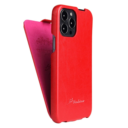 For iPhone 13 mini Fierre Shann Retro Oil Wax Texture Vertical Flip PU Leather Case (Red) - iPhone 13 mini Cases by FIERRE SHANN | Online Shopping UK | buy2fix