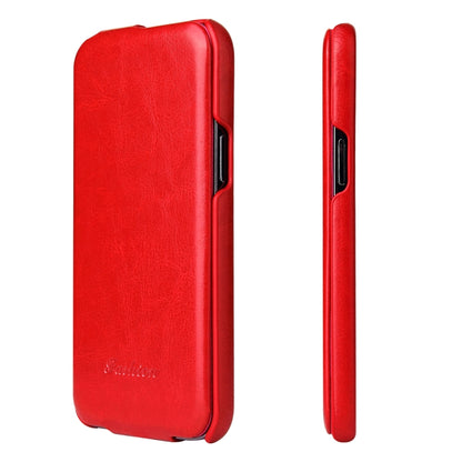 For iPhone 13 mini Fierre Shann Retro Oil Wax Texture Vertical Flip PU Leather Case (Red) - iPhone 13 mini Cases by FIERRE SHANN | Online Shopping UK | buy2fix