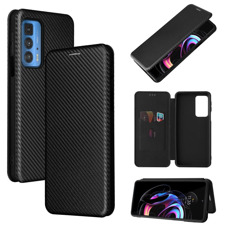 For Motorola Edge 20 Pro Carbon Fiber Texture Horizontal Flip TPU + PC + PU Leather Case with Card Slot(Black) - Motorola Cases by buy2fix | Online Shopping UK | buy2fix