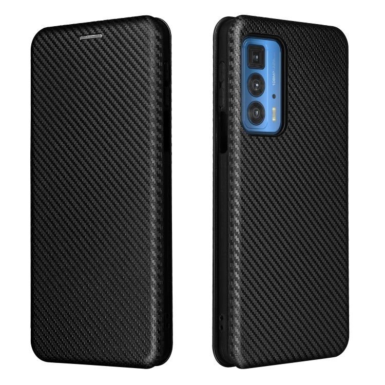 For Motorola Edge 20 Pro Carbon Fiber Texture Horizontal Flip TPU + PC + PU Leather Case with Card Slot(Black) - Motorola Cases by buy2fix | Online Shopping UK | buy2fix