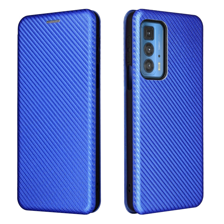 For Motorola Edge 20 Pro Carbon Fiber Texture Horizontal Flip TPU + PC + PU Leather Case with Card Slot(Blue) - Motorola Cases by buy2fix | Online Shopping UK | buy2fix