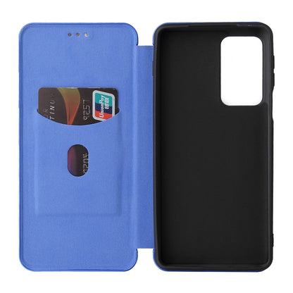 For Motorola Edge 20 Pro Carbon Fiber Texture Horizontal Flip TPU + PC + PU Leather Case with Card Slot(Blue) - Motorola Cases by buy2fix | Online Shopping UK | buy2fix