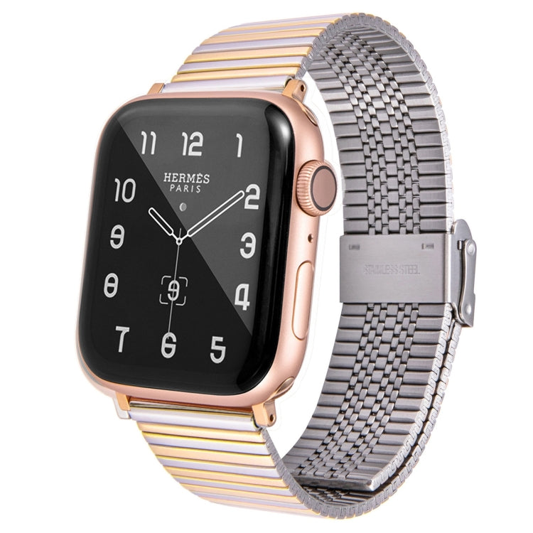 Multi-baht Steel Watch Band For Apple Watch Ultra 49mm&Watch Ultra 2 49mm / Series 9&8&7 45mm / SE 3&SE 2&6&SE&5&4 44mm / 3&2&1 42mm(Steel Between Gold) - Watch Bands by buy2fix | Online Shopping UK | buy2fix