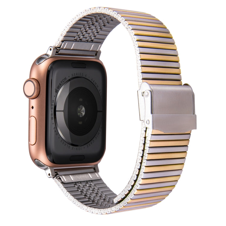 Multi-baht Steel Watch Band For Apple Watch Series 9&8&7 41mm / SE 3&SE 2&6&SE&5&4 40mm / 3&2&1 38mm(Steel Between Gold) - Watch Bands by buy2fix | Online Shopping UK | buy2fix