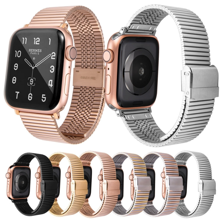 Multi-baht Steel Watch Band For Apple Watch Series 9&8&7 41mm / SE 3&SE 2&6&SE&5&4 40mm / 3&2&1 38mm(Gold) - Watch Bands by buy2fix | Online Shopping UK | buy2fix
