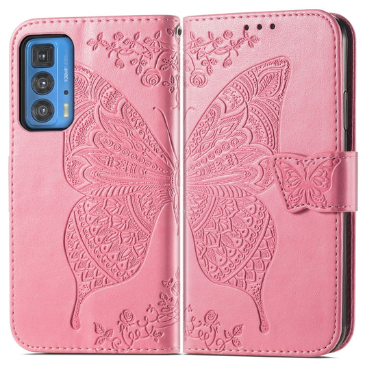 Butterfly Love Flowers Embossed Horizontal Flip Leather Case with Holder & Card Slots & Wallet & Lanyard For Motorola Edge 20 Pro(Pink) by buy2fix