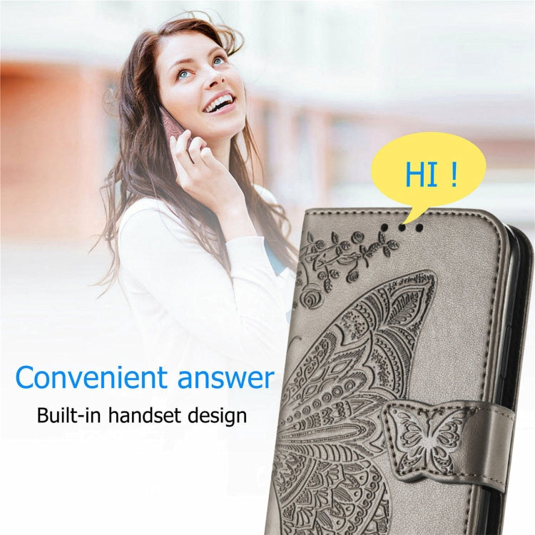 Butterfly Love Flowers Embossed Horizontal Flip Leather Case with Holder & Card Slots & Wallet & Lanyard For Motorola Edge 20 Pro(Gray) - Motorola Cases by buy2fix | Online Shopping UK | buy2fix