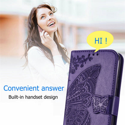 Butterfly Love Flowers Embossed Horizontal Flip Leather Case with Holder & Card Slots & Wallet & Lanyard For Motorola Edge 20 Pro(Dark Purple) - Motorola Cases by buy2fix | Online Shopping UK | buy2fix