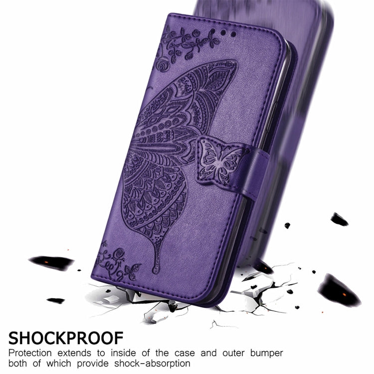 Butterfly Love Flowers Embossed Horizontal Flip Leather Case with Holder & Card Slots & Wallet & Lanyard For Motorola Edge 20 Pro(Dark Purple) - Motorola Cases by buy2fix | Online Shopping UK | buy2fix