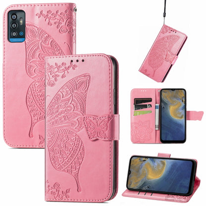 Butterfly Love Flowers Embossed Horizontal Flip Leather Case with Holder & Card Slots & Wallet & Lanyard For ZTE Blade A71(Pink) - ZTE Cases by buy2fix | Online Shopping UK | buy2fix