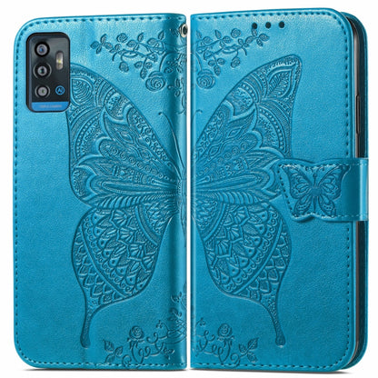 Butterfly Love Flowers Embossed Horizontal Flip Leather Case with Holder & Card Slots & Wallet & Lanyard For ZTE Blade A71(Blue) - ZTE Cases by buy2fix | Online Shopping UK | buy2fix