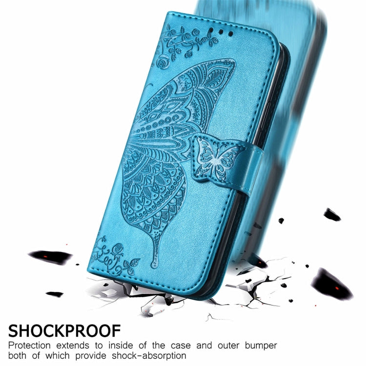 Butterfly Love Flowers Embossed Horizontal Flip Leather Case with Holder & Card Slots & Wallet & Lanyard For ZTE Blade A71(Blue) - ZTE Cases by buy2fix | Online Shopping UK | buy2fix